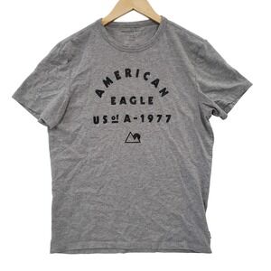 American Eagle Outfitters Grey Short Sleeve Graphic T Shirt USA 1977 Mountains M